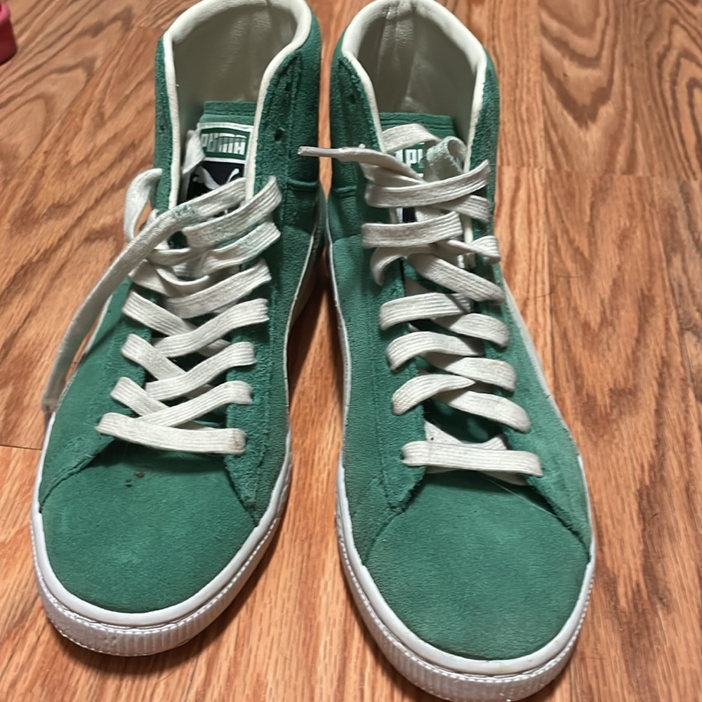 Mint Green Sued Hightop Pumas - Picture 5 of 5